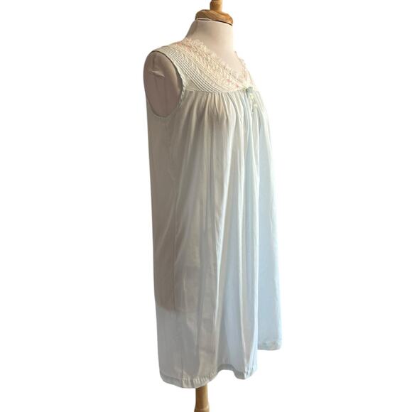 Vintage 80s Night Flowers Dainty Blue Cotton Blend Nightgown Size Small - Picture 2 of 6